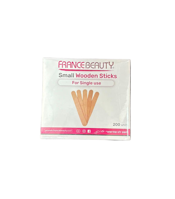 France Beauty Small Wooden Sticks – מקלוני עץ קטנים לשימוש חד־פעמי מקלות שעווה| שפאדלים | 200 יח׳