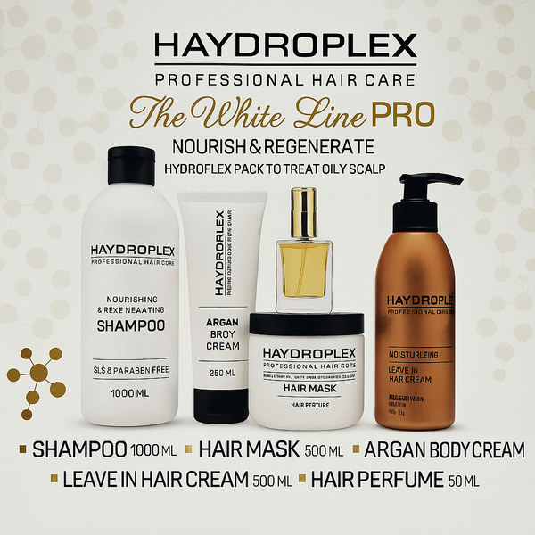 ערכת הידרופלקס פרו 5 מוצרים HAYDROPLEX PRO – הזנה, שיקום וברק לשיער מקצועי