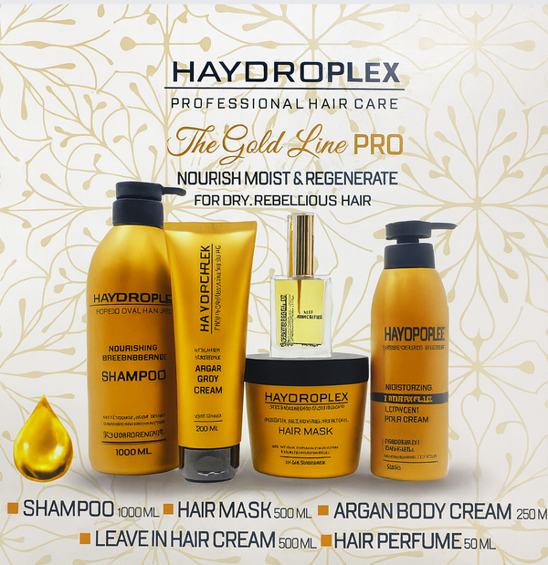 ערכת הידרופלקס לטיפוח ושיקום השיער 5 מוצרים סדרה זהב – HAYDROPLEX PRO The Gold Line